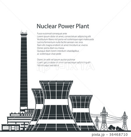 Silhouette Nuclear Power Plant and Text Silhouette Nuclear Power Plant and Text 36468710