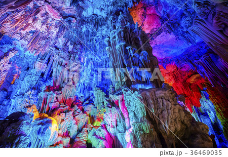 The Reed Flute Cave, natural abstract background. 36469035