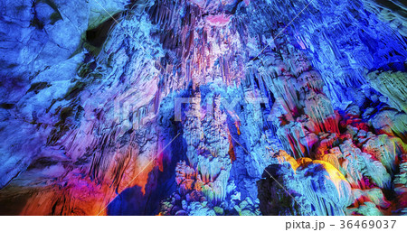 The Reed Flute Cave, natural abstract background. 36469037