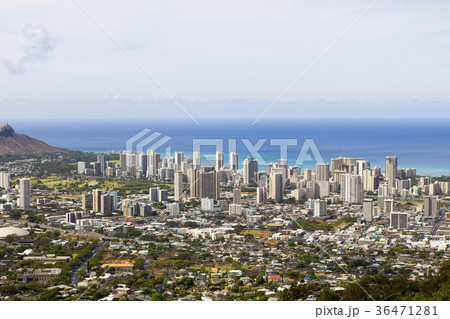 ダイアモンドヘッドとホノルルの風景 36471281