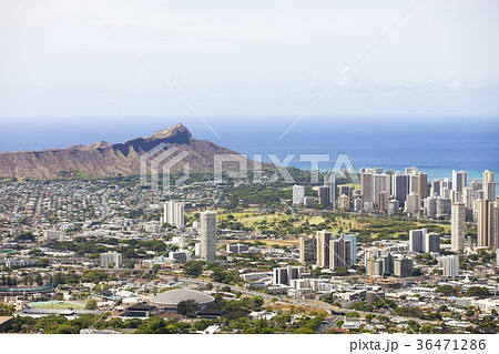 ダイアモンドヘッドとホノルルの風景 ダイアモンドヘッドとホノルルの風景 36471286