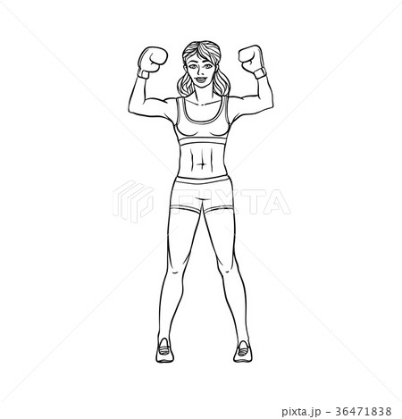 vector flat muscular althlete boxer woman 36471838