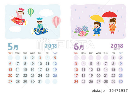 2018年5月 6月 イベントのカレンダーのイラスト素材 36471957 Pixta