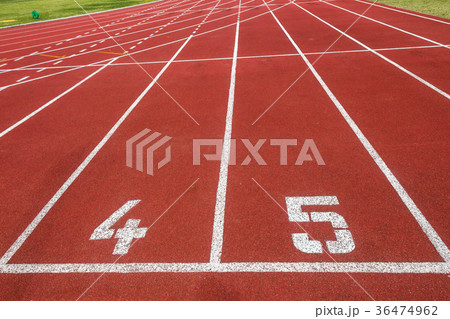 Athletics Hundred Meters Start Line Athletics Hundred Meters Start Line 36474962