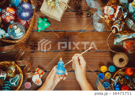 Christmas decorations, balls, toy and gift boxes 36475751