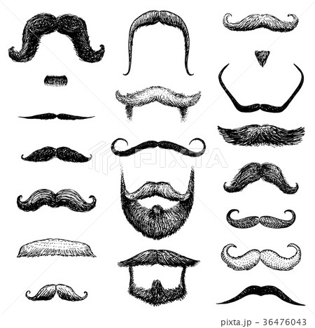 Set of mustache and funny beard of men, hipster Set of mustache and funny beard of men, hipster 36476043