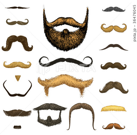 Set of mustache and funny beard of men, hipster Set of mustache and funny beard of men, hipster 36476045