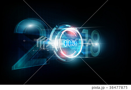 Happy New Year 2018 celebration and digital clock Happy New Year 2018 celebration and digital clock 36477875