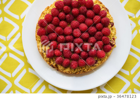 bright crimson-sand cake on yellow napkin, top bright crimson-sand cake on yellow napkin, top 36478123
