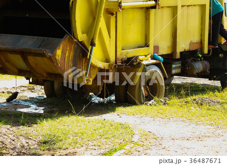 Garbage truck stuck in the mud Garbage truck stuck in the mud 36487671
