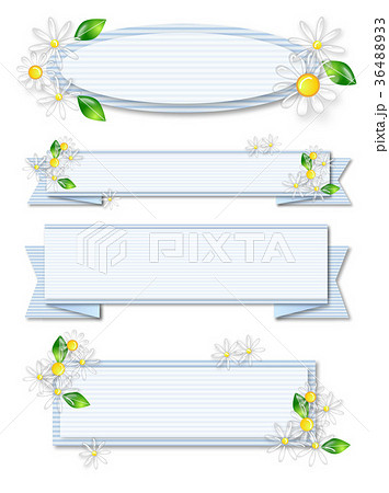 お花のタイトルプレート セットのイラスト素材 3643
