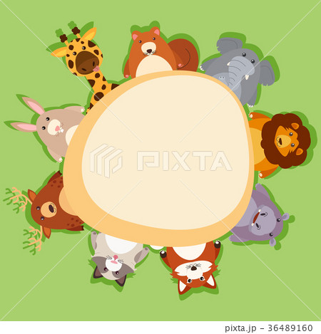 cute animals on green background 36489160