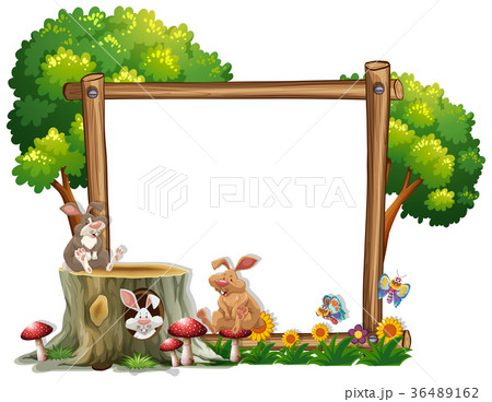 Border template with two bunnies Border template with two bunnies 36489162