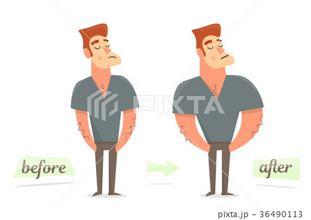 Before and after weight loss. Thick and thin man. 36490113