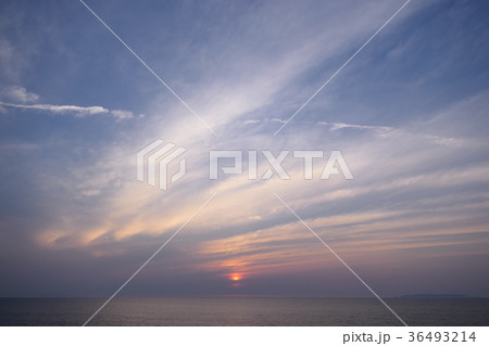 日没　海景 36493214