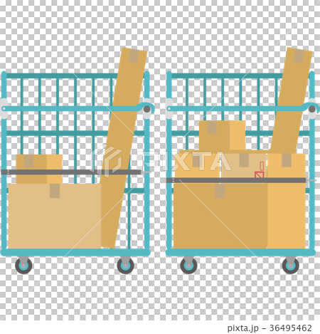 荷物が乗ったカゴ台車 36495462