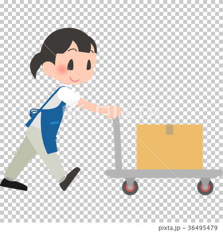 推擠移動式攝影車的女性僱員 推擠移動式攝影車的女性僱員 36495479