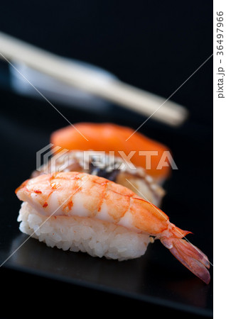 Sashimi sushi set on black plate, closeup. Sashimi sushi set on black plate, closeup. 36497966