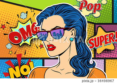 Pop art beautiful woman in sunglasses 36498967