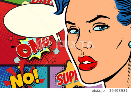 Close-up beautiful face pop art woman 36498981