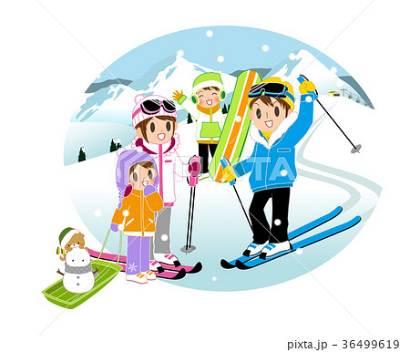 家族でスキーのイラスト素材 36499619 Pixta