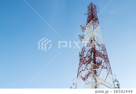 communication tower on blue sky background 36502449
