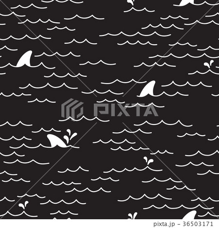 Shark whale dolphin doodle Seamless vector pattern Shark whale dolphin doodle Seamless vector pattern 36503171
