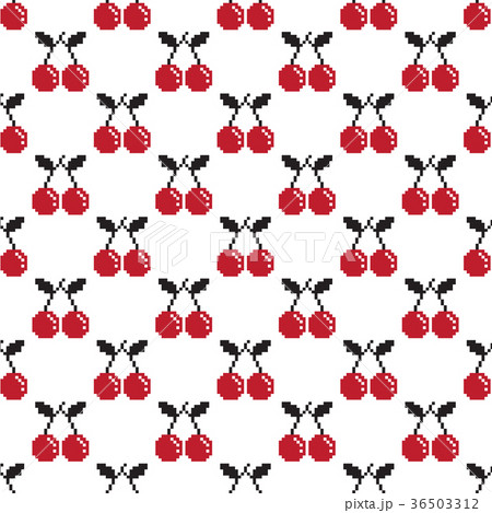 Cherry Pixel Vector Seamless Pattern Wallpaperのイラスト素材