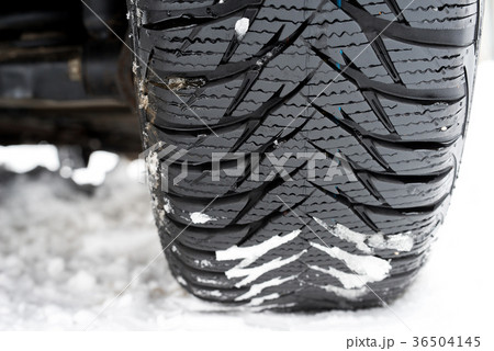 Close up of a tire with winter thread 36504145