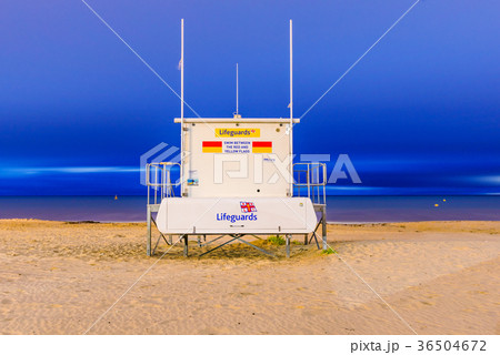 Night view of Lifeguard hut 36504672