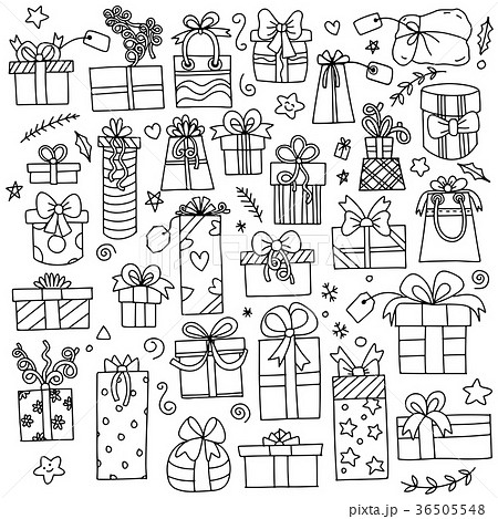 Hand drawn gift boxes set.vector pattern Hand drawn gift boxes set.vector pattern 36505548