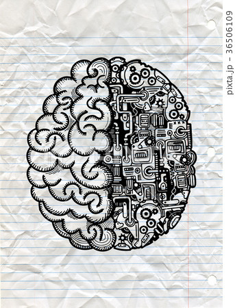 Hand Drawn Vector Illustration of Human machine 36506109