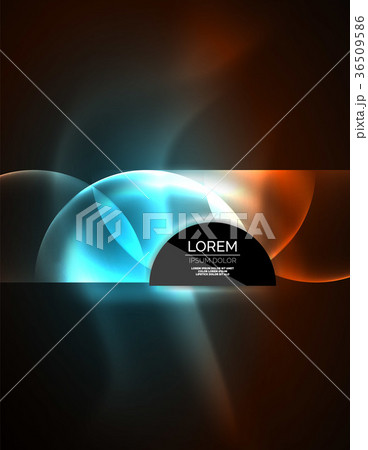 Neon glowing glass transparent circles, background 36509586