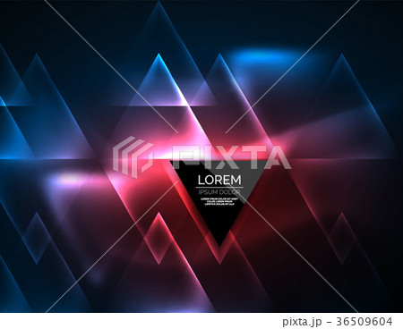 Color neon glowing triangles, abstract background Color neon glowing triangles, abstract background 36509604