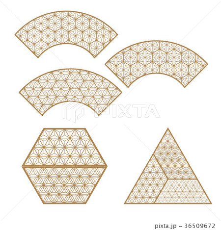 Japanese pattern elements vector. Gold geometric 36509672
