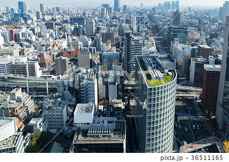 都会のビル群 大阪市北区 の写真素材