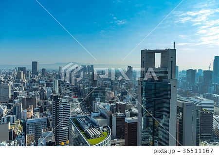 都会のビル群 大阪市北区 の写真素材