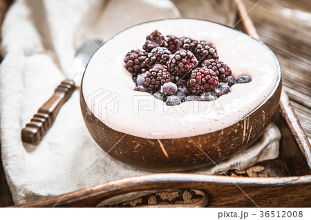 Vegan nice cream with banana and berries 36512008