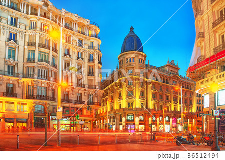 Gran Via Street in Madrid, after sunset. Gran Via Street in Madrid, after sunset. 36512494