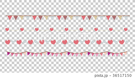 ピンクのかわいい罫線 飾り罫 ハート ガーランド バレンタインデー のイラスト素材