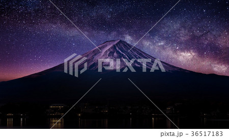 Fuji mountain with milky way at night. 36517183