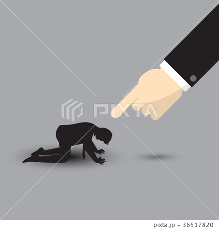 Big Arm Points At Silhouette Kneeling Businessman Big Arm Points At Silhouette Kneeling Businessman 36517820