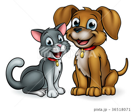 Cat and Dog Pets Cartoon Characters - Stock Illustration [36518071] - PIXTA