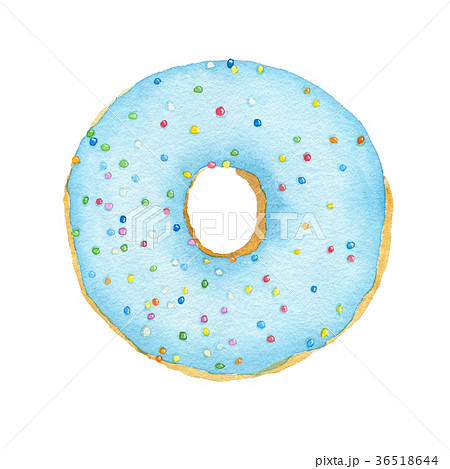Watercolor blue with decorative sprinkles donut 36518644