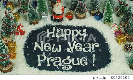 Stop motion animation of Happy New Year Prague 36520106
