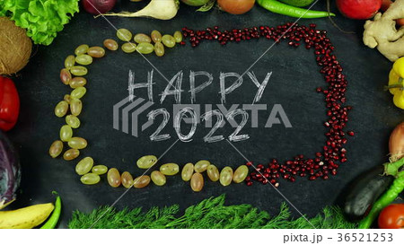 Happy 2022 fruit stop motion 36521253