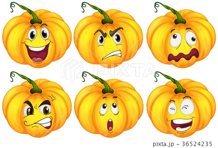 Pumpkins with different facial expressions 36524235
