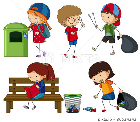 Kids cleaning up the trash 36524242