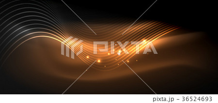 Glowing abstract wave on dark, shiny motion 36524693