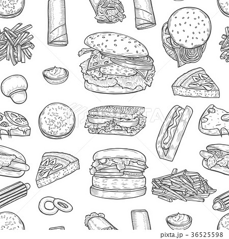 Fast food background - Stock Illustration [36525598] - PIXTA